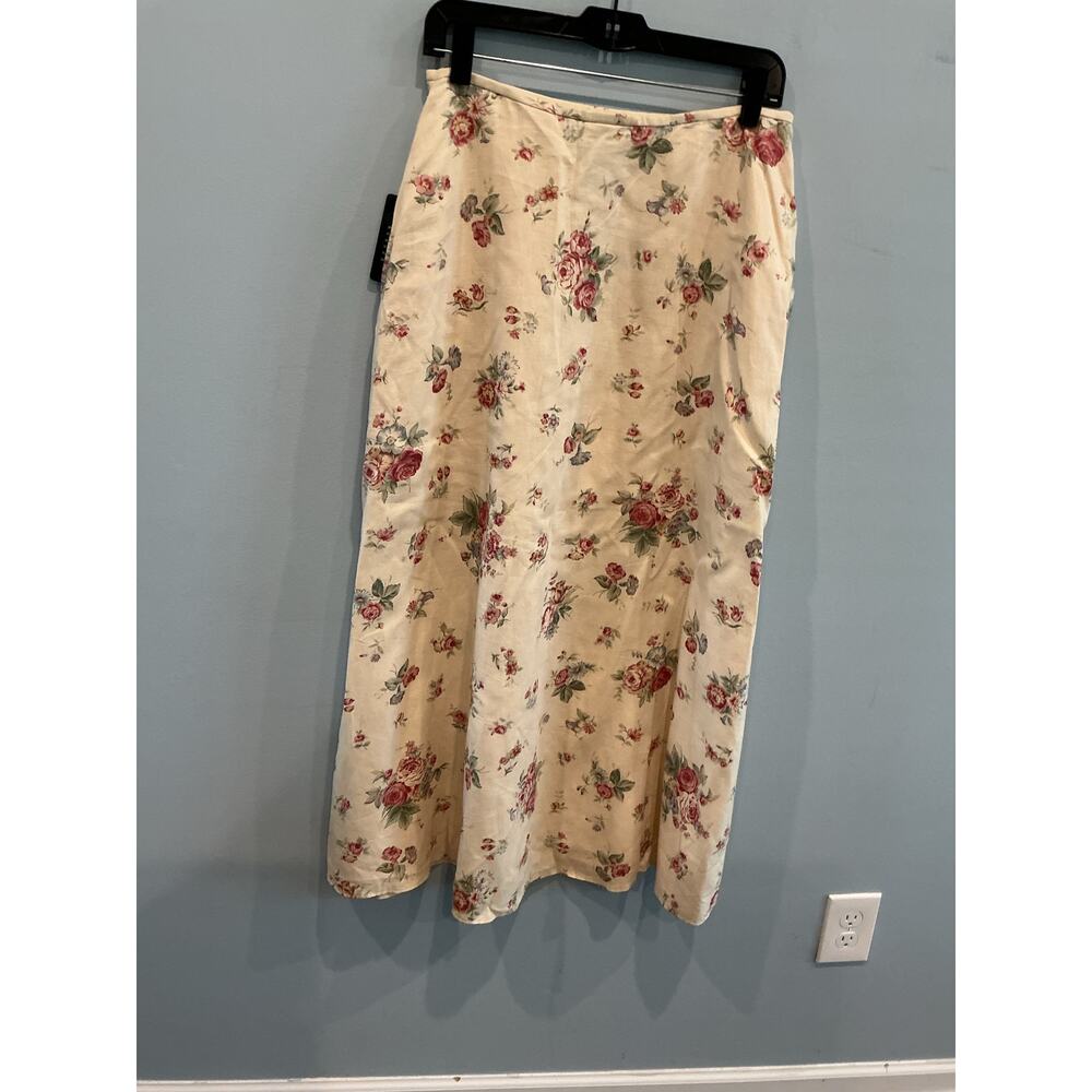 NEW Vintage Ralph Lauren Linen Maxi Skirt Size M Cottage Romantic Country Rose - Picture 5 of 7